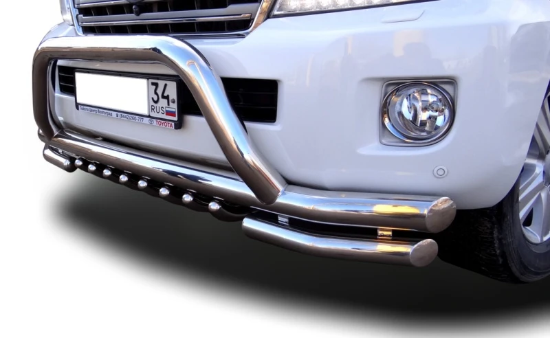 Защита переднего бампера зубья+скоба d76/60/42 мм для Toyota Land Cruiser 200 Series  Юко TLC200.07.77