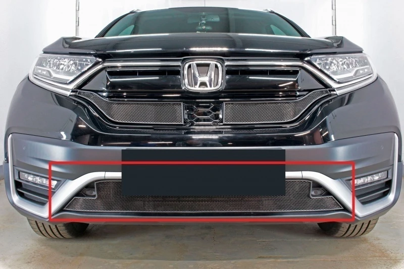 Защитная сетка радиатора низ, с парктроником для Honda CR-V V Рестайлинг Черный Стрелка 11 HCRV19.park.black
