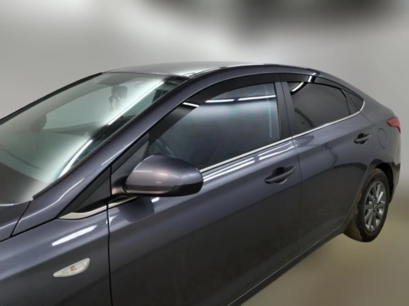 Дефлекторы окон 2D 6 шт для Hyundai Solaris II Рестайлинг Черные Стрелка 11 2D099-6.S11