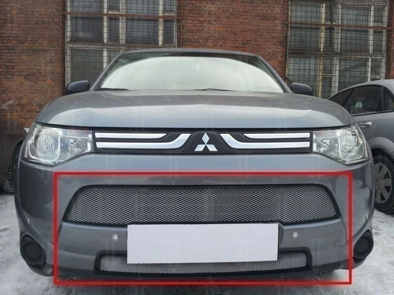 Защитная сетка радиатора комплект 2 части для Mitsubishi Outlander III Хром Стрелка 11 MITOUT3.chrome