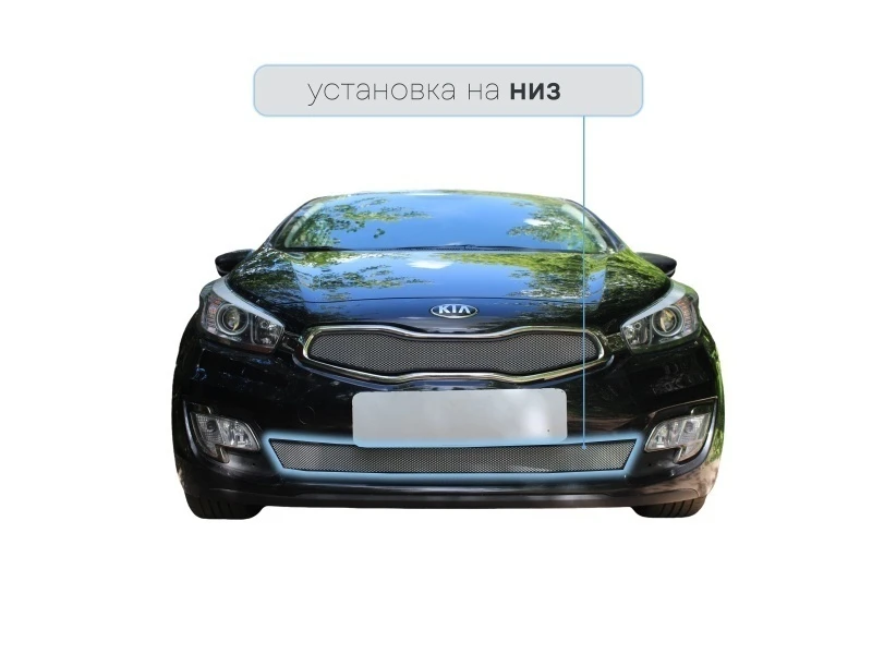 Защитная сетка радиатора низ для Kia Proceed II Хром Стрелка 11 KPROC12.bot.chrome