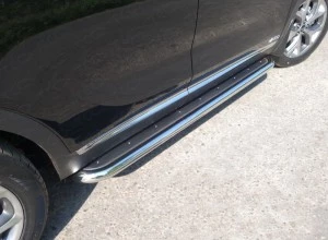 Пороги с площадкой (нерж. лист) 60,3 мм для Kia Sorento III Prime Рестайлинг