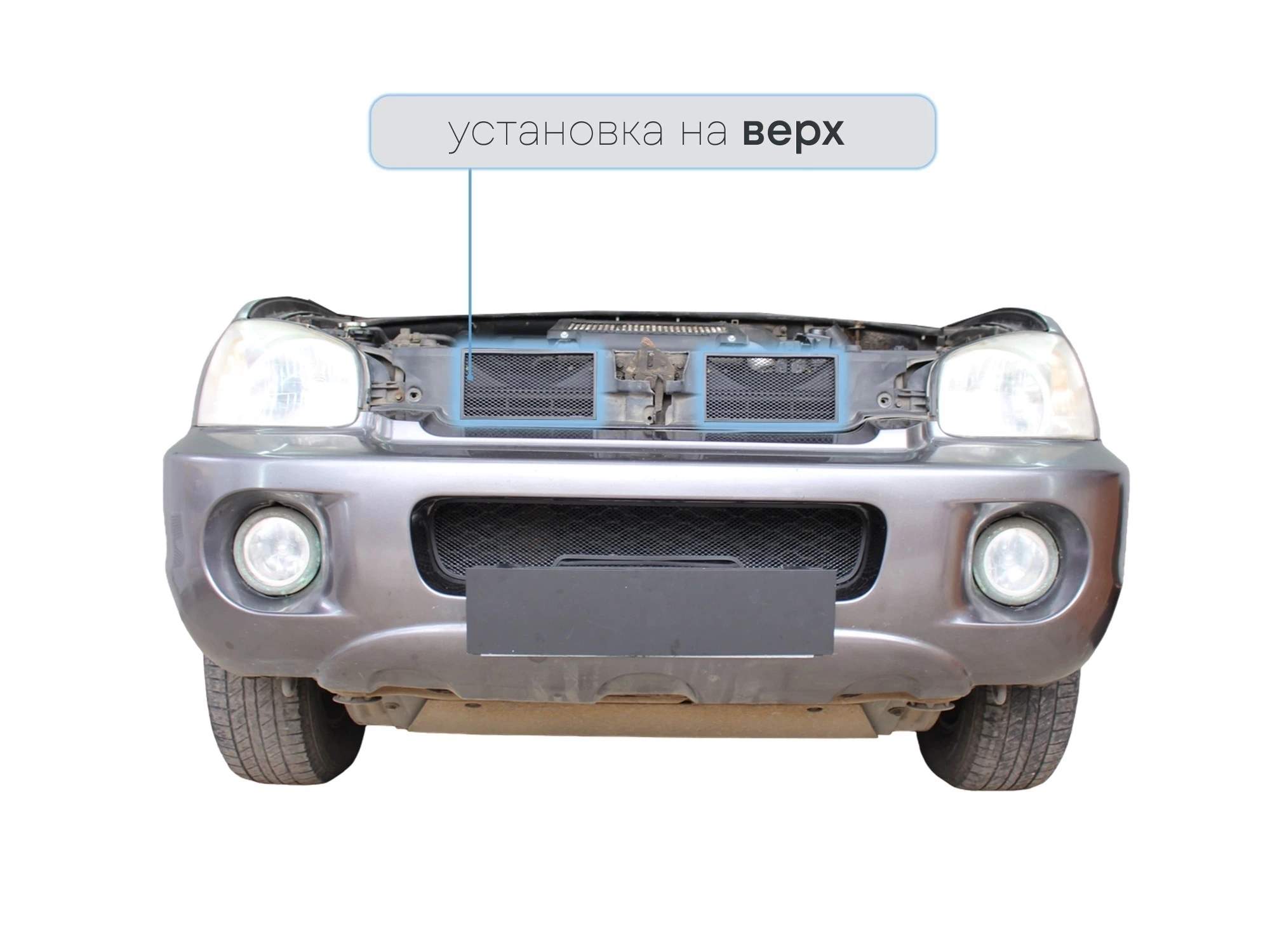 Защитная сетка радиатора верх 2 части для Hyundai Santa Fe I