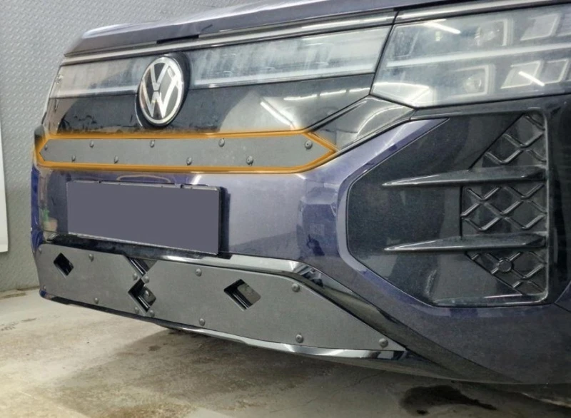 Зимняя заглушка радиатора к съемной сетке верх для Volkswagen Teramont II (China Market) Черный Стрелка 11 VWTERPRO25.top
