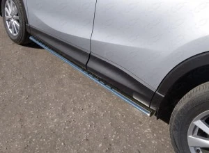 Пороги овальные с проступью 75х42 мм для Mazda CX-5 I Рестайлинг  ТСС MAZCX515-13