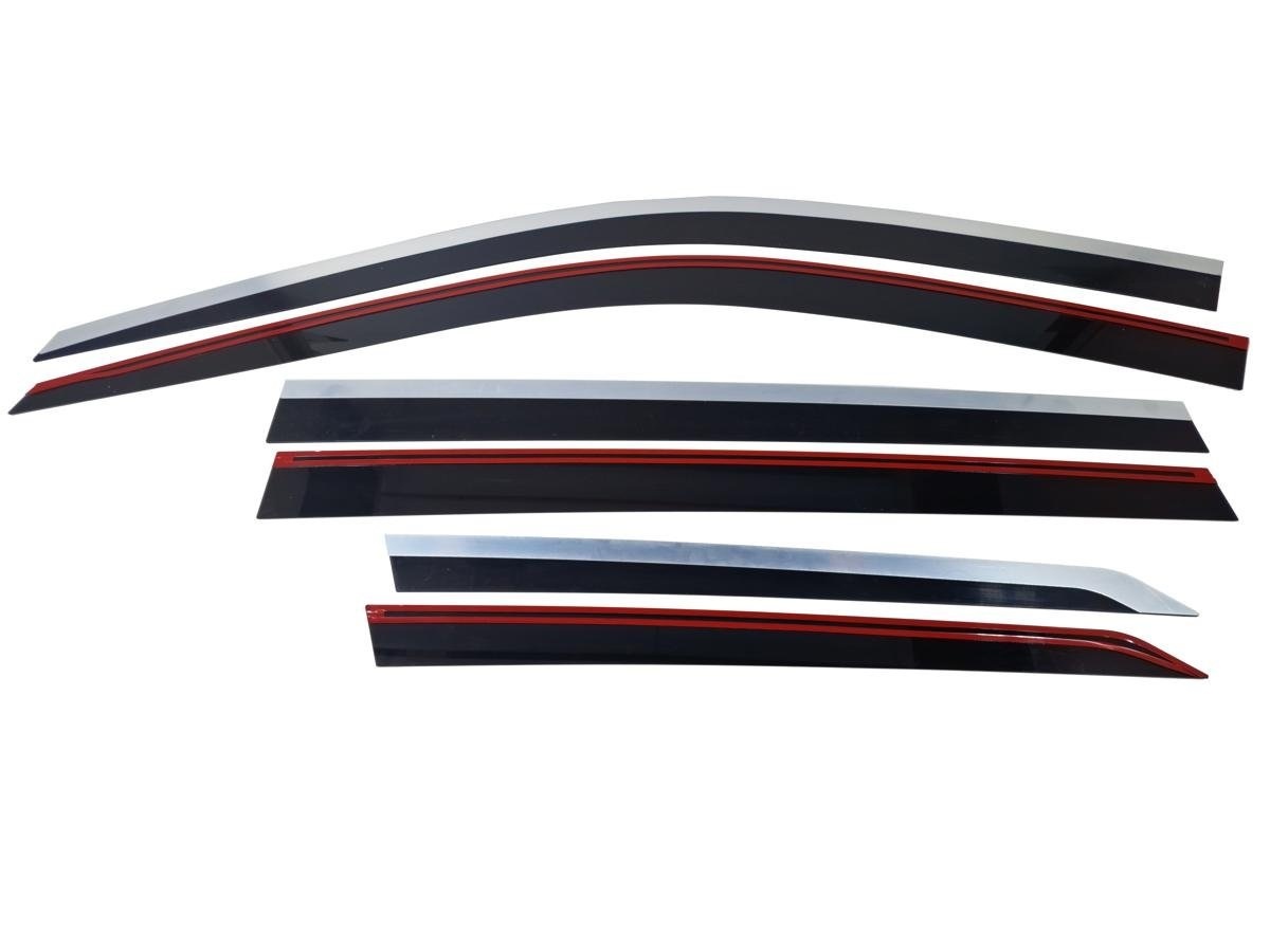 Дефлекторы окон с хром накладками 2D 6 шт для Honda Pilot III