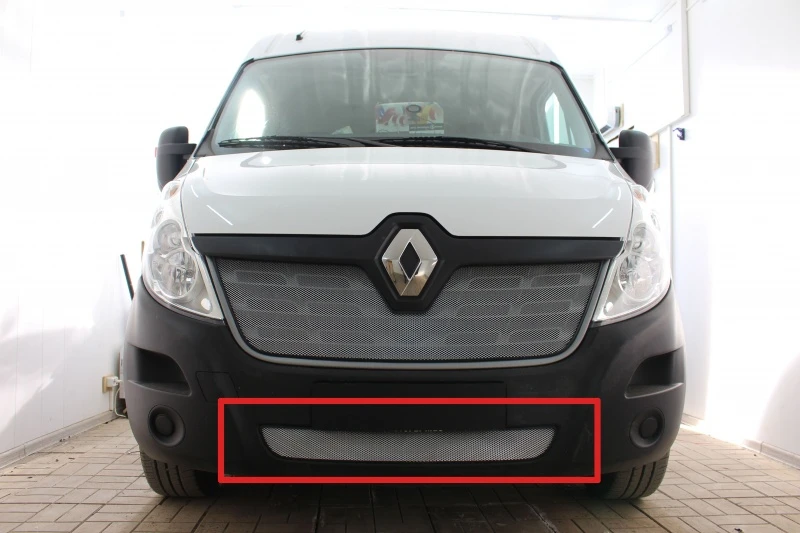 Защитная сетка радиатора низ для Renault Master III Рестайлинг Хром Стрелка 11 RMAS14.bot.chrome