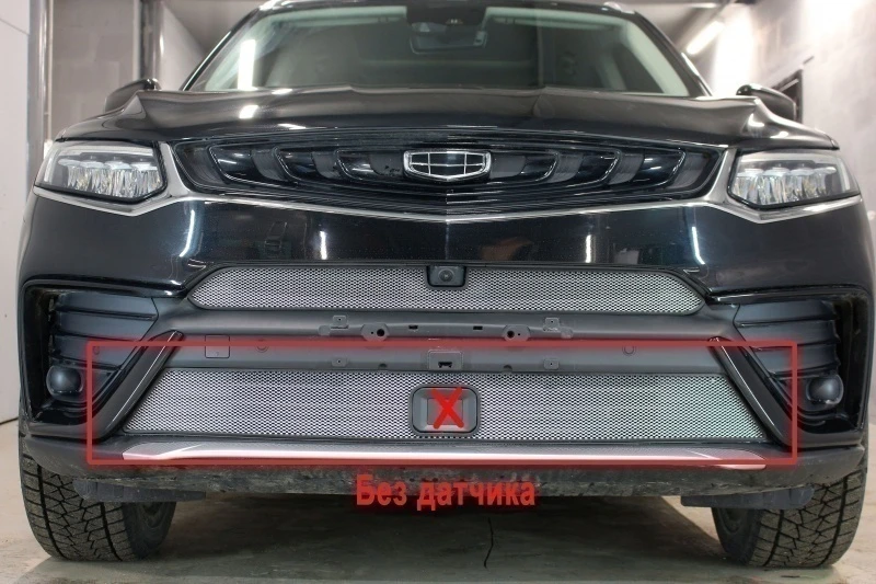 Защитная сетка радиатора низ для Geely Tugella I Хром Стрелка 11 GTUG20.bot2.chrome