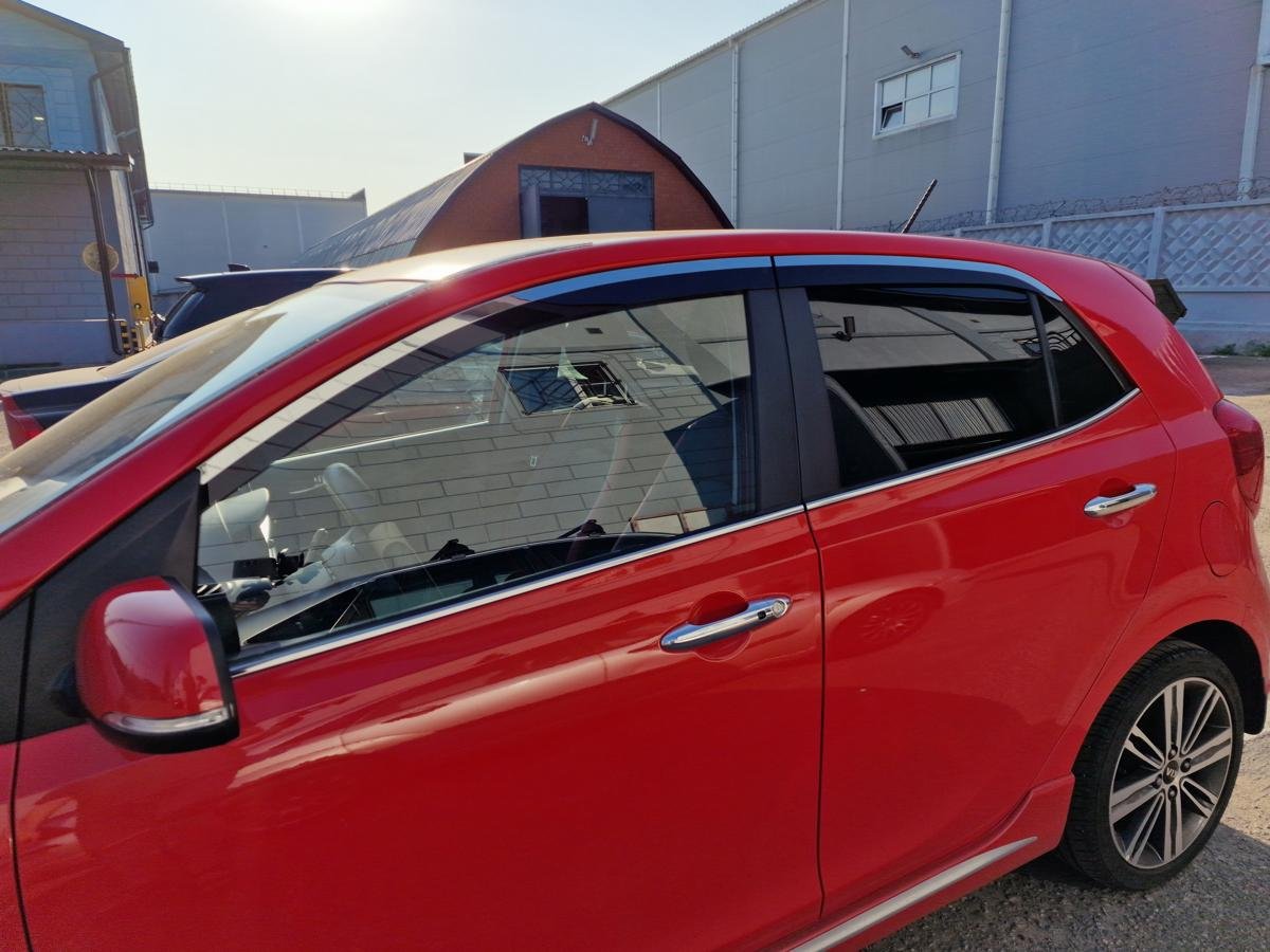 Дефлекторы окон с хром накладками 2D 4 шт для Kia Picanto III