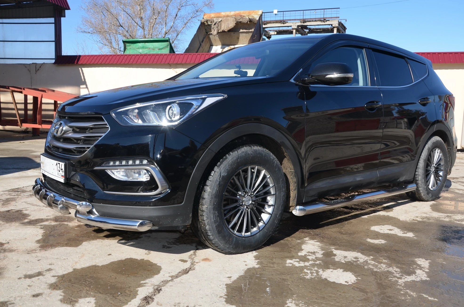 Пороги труба с проступью d76 мм для Hyundai Santa Fe III Рестайлинг  Юко HYSF.16.93