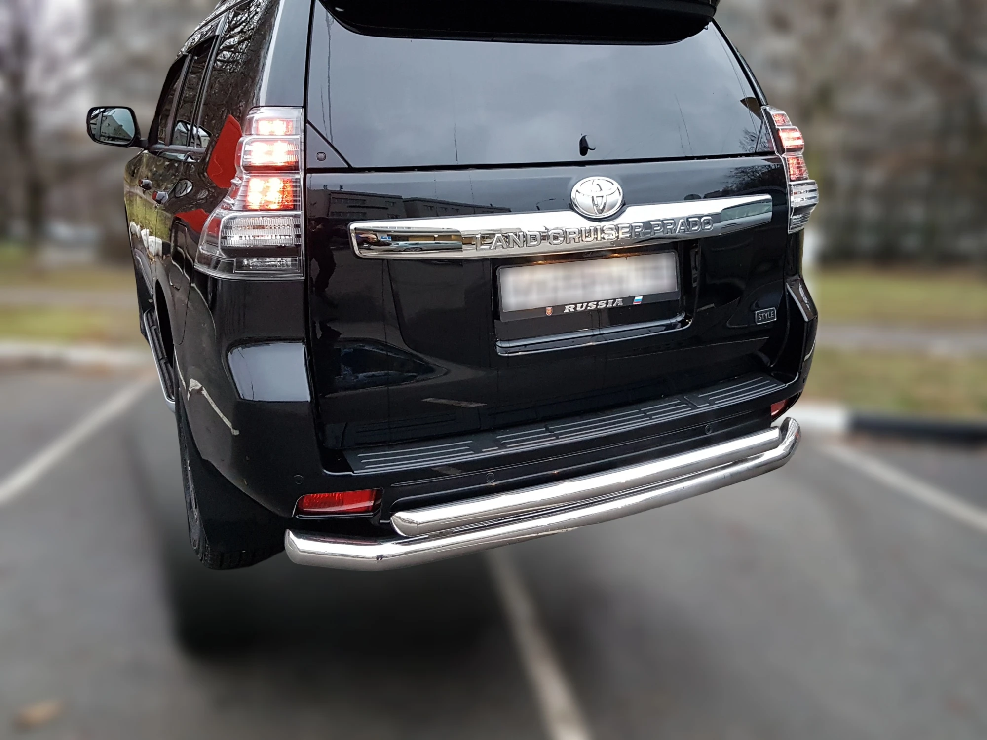 Защита заднего бампера двойная d76/60 мм для Toyota Land Cruiser Prado 150 Series Рестайлинг 2  Юко TLCP150.17.16