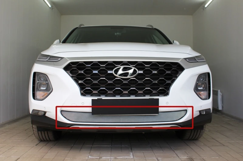 Защитная сетка радиатора низ для Hyundai Santa Fe IV Хром Стрелка 11 HSF18.chrome