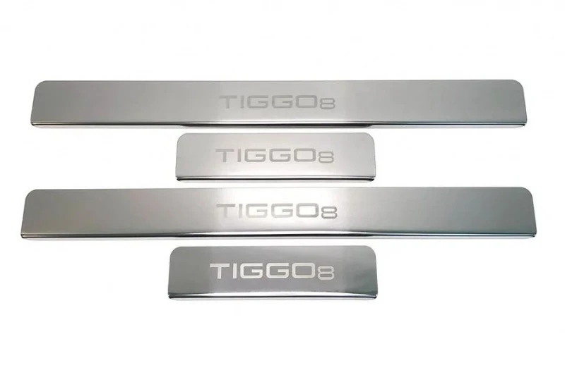 Накладки на пороги из нержавеющей стали 4шт. для Chery Tiggo 8 I Рестайлинг  INOX INOX.CHER.TIG8.2020.ST