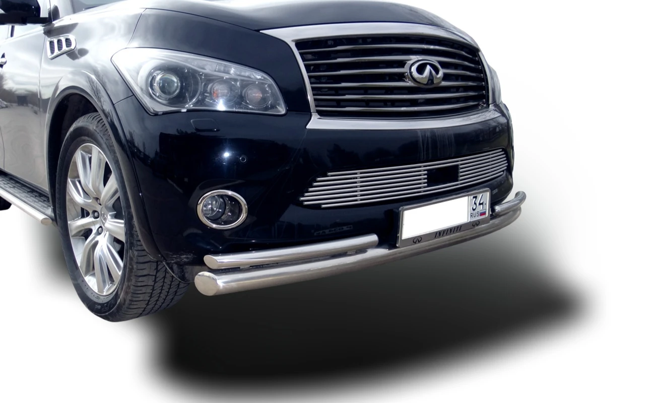 Защита переднего бампера двойная d76/42 мм для Infiniti QX56 II  Юко IQX.11.04