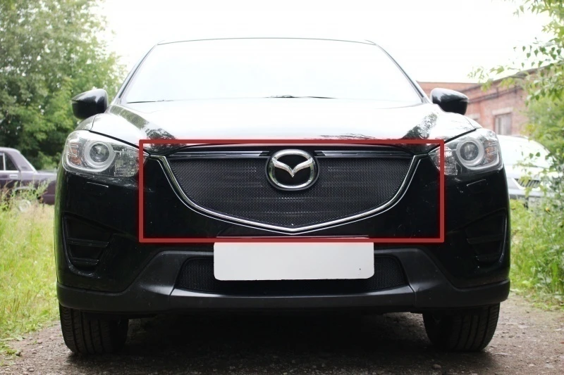 Защитная сетка радиатора верх для Mazda CX-5 I Рестайлинг Черный Стрелка 11 MAZCX15.top.black