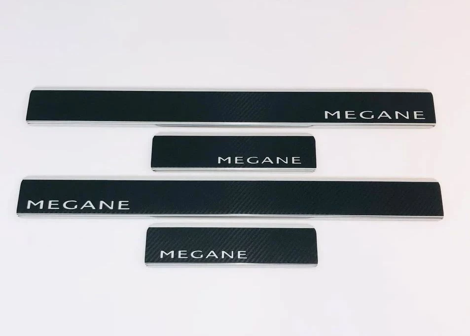 Накладки на пороги нержавеющая сталь под карбон 4шт. для Renault Megane III Рестайлинг 2
