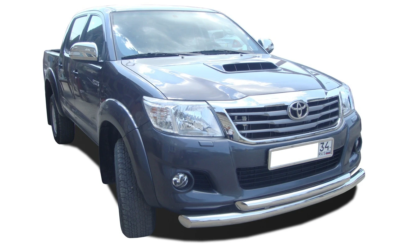 Защита переднего бампера двойная d76/60 мм для Toyota Hilux VII Рестайлинг  Юко THL.11.03
