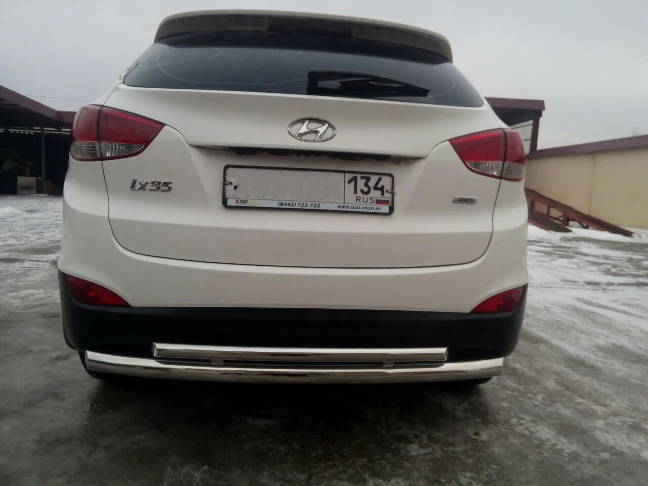 Защита заднего бампера двойная d60/42 мм для Hyundai ix35 I  Юко HYX35.10.16