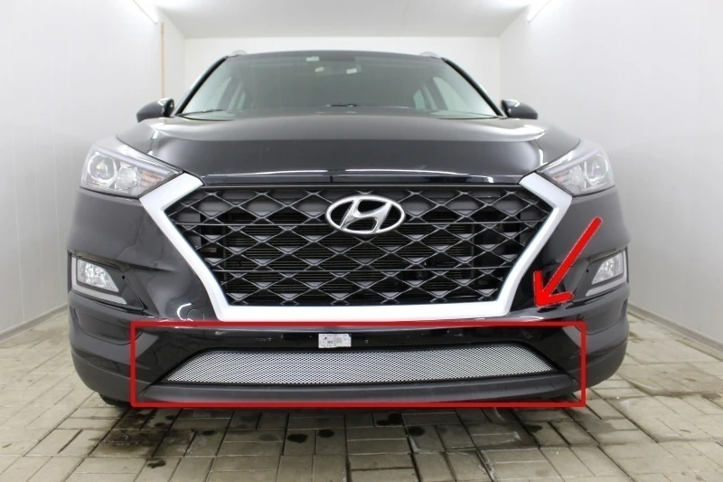 Защитная сетка радиатора низ для Hyundai Tucson III Рестайлинг Хром Стрелка 11 HTUS18.chrome