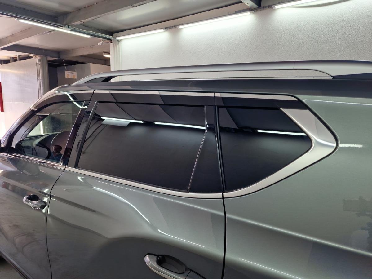 Дефлекторы окон с хром накладками 2D 6 шт для SsangYong Rexton IV Рестайлинг