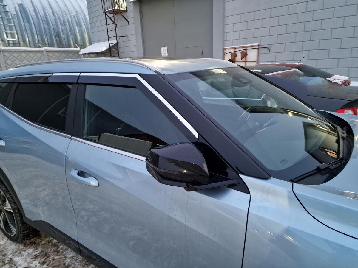 Дефлекторы окон 2D с хром накладками 6 шт. для Geely Cityray I