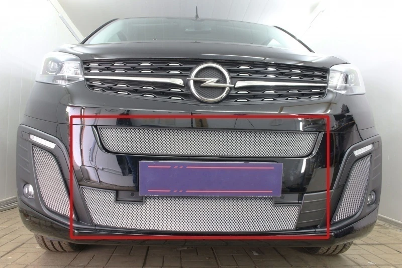 Защитная сетка радиатора центр и низ для Opel Zafira Life I Хром Стрелка 11 OPZL19.bot.chrome
