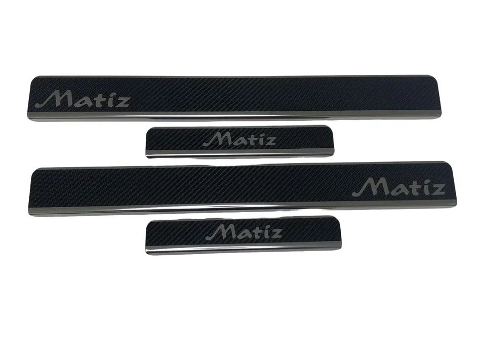 Накладки на пороги нержавеющая сталь под карбон 4шт. для Daewoo Matiz I Рестайлинг