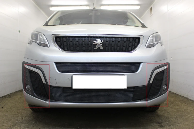 Защитная сетка радиатора боковые для Peugeot Traveller I Черный Стрелка 11 PEUTR17.cor.black