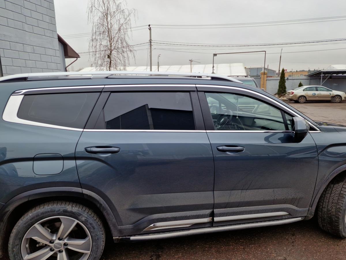 Дефлекторы окон 2D с хром накладками 6 шт. для Geely Okavango I Рестайлинг