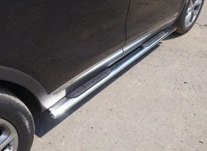Пороги овальные с накладкой 120х60 мм для Kia Sorento III Prime Рестайлинг