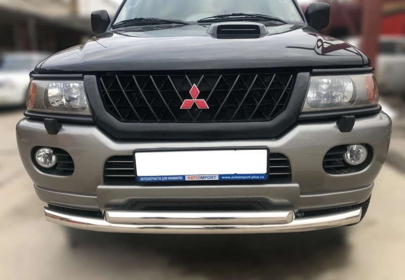 Защита переднего бампера двойная d60/53 мм для Mitsubishi Pajero Sport I  Юко MSPS.98.03