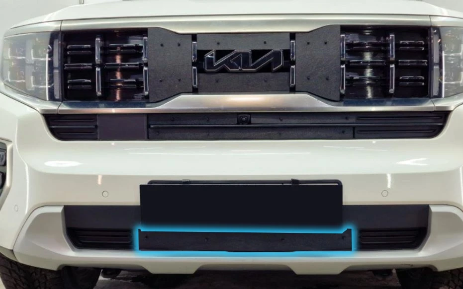 Зимняя заглушка радиатора на стяжке низ для Kia Mohave I Рестайлинг 2