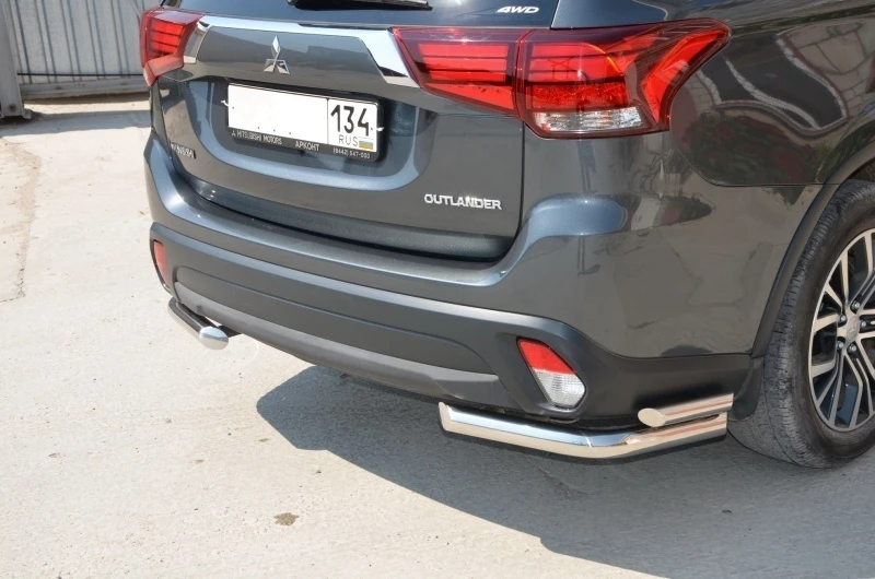 Защита заднего бампера двойная угловая d60/42 мм для Mitsubishi Outlander III Рестайлинг 2  Юко MSO.15.20