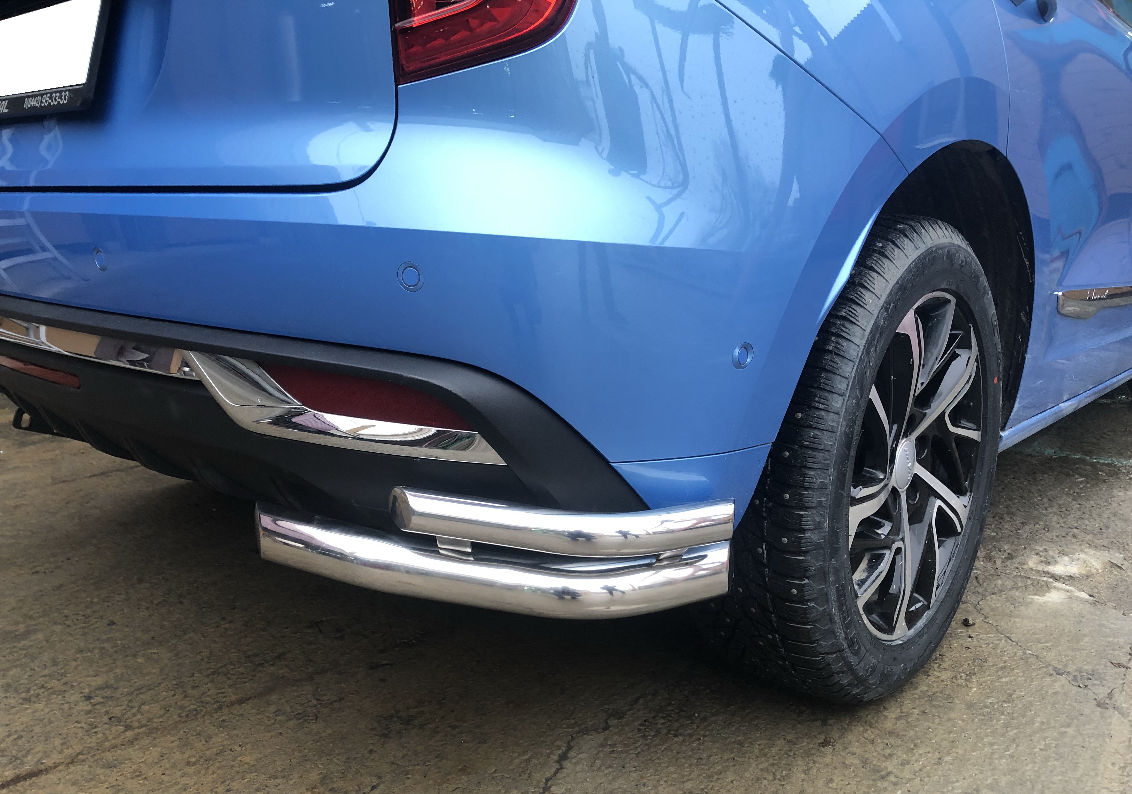 Защита заднего бампера угловая двойная d60/42 мм для Haval Jolion I