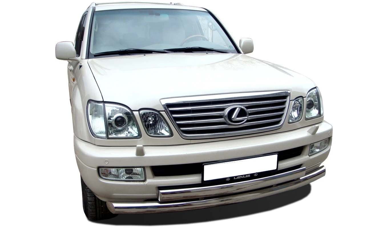 Защита переднего бампера двойная овал d76/75x42 мм для Lexus LX II  Юко LLX.98.04