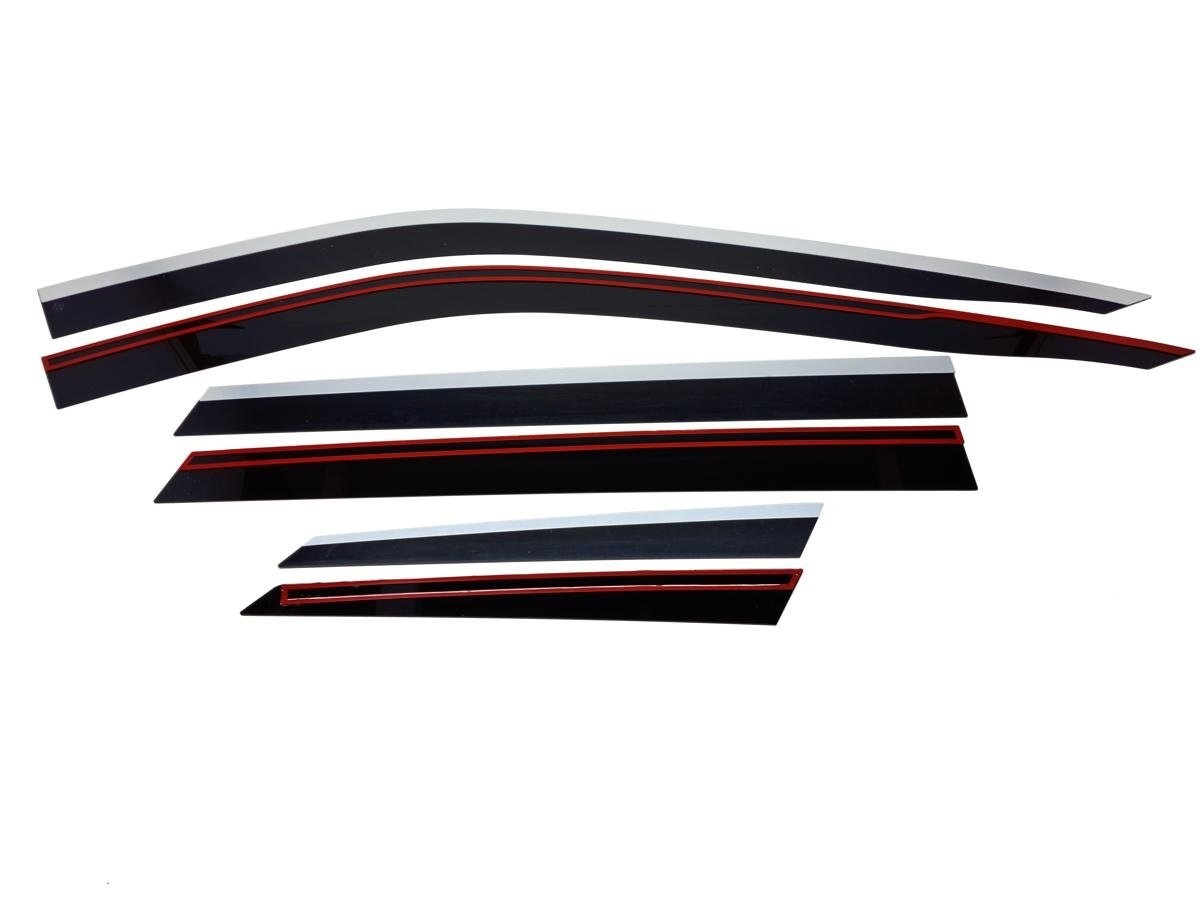 Дефлекторы окон с хром накладками 2D 6 шт для FAW Bestune T55