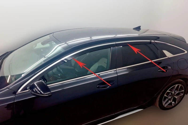 Дефлекторы окон 2D с хром накладками 6 шт. для Kia Proceed I Рестайлинг Хром Стрелка 11 2D236-6C.S11