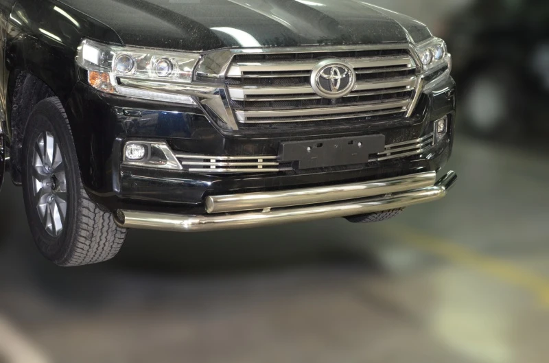 Защита переднего бампера двойная овал d76/75x42 мм для Toyota Land Cruiser 200 Series Рестайлинг 2  Юко TLC200.15.03-75