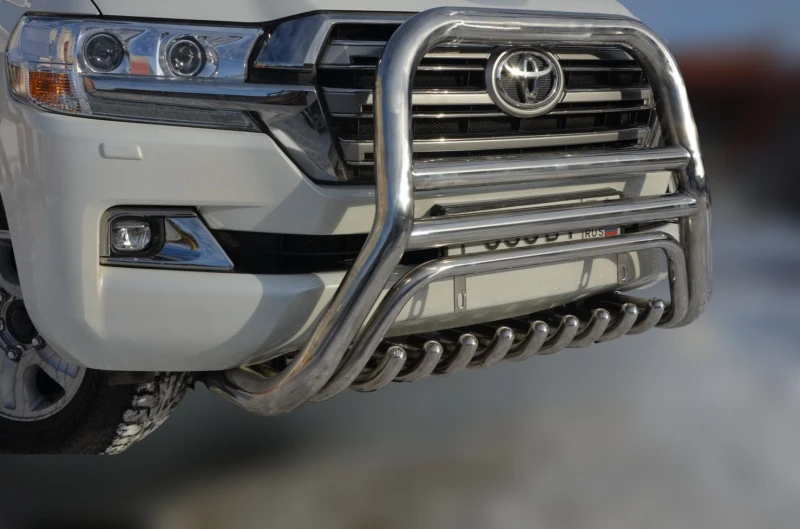 Защита переднего бампера скоба высокая+зубья d76/60/42 мм для Toyota Land Cruiser 200 Series Рестайлинг 2  Юко TLC200.15.08