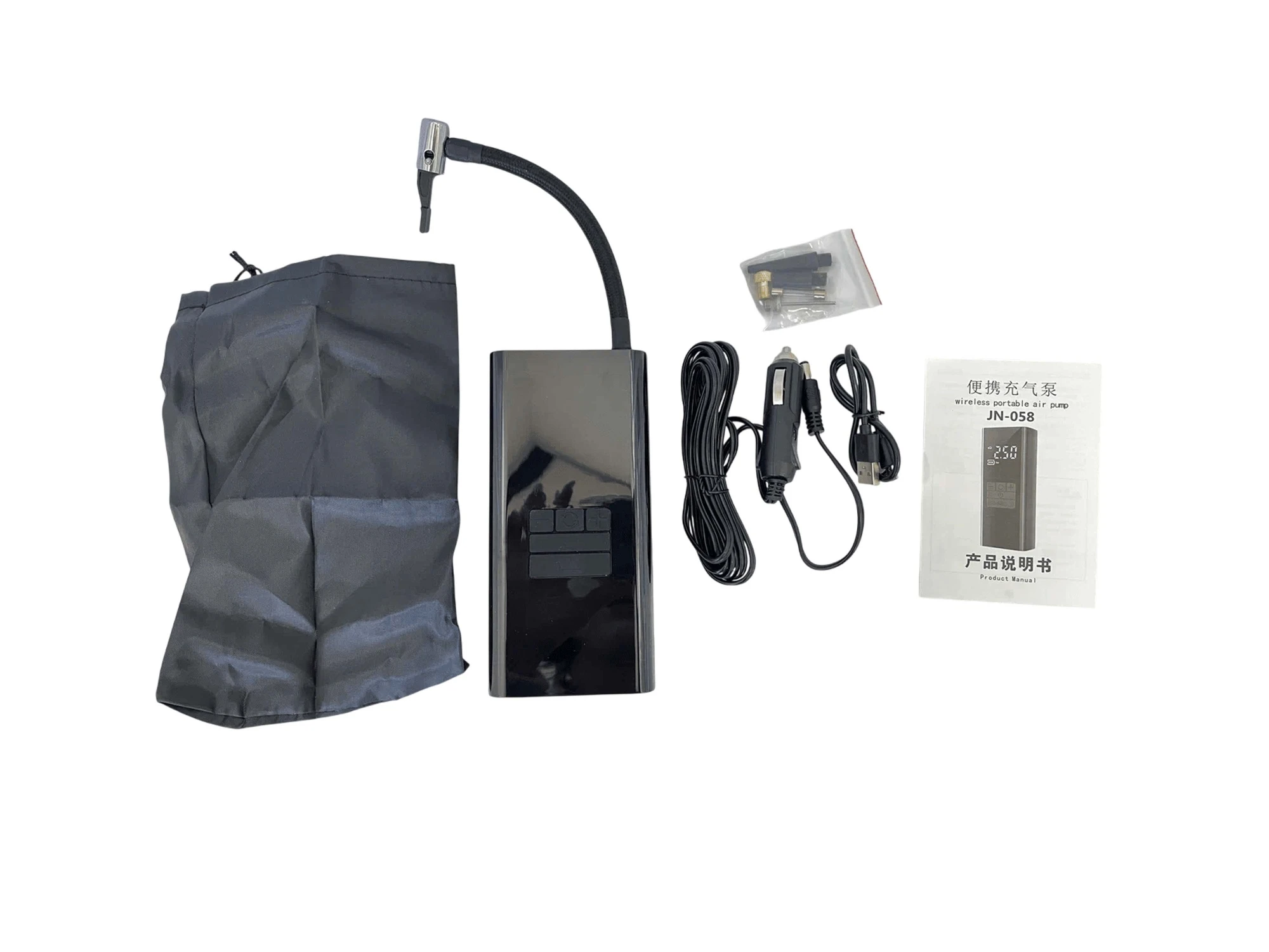 Компрессор портативный 3 в 1 (насос, фонарик, Powerbank)