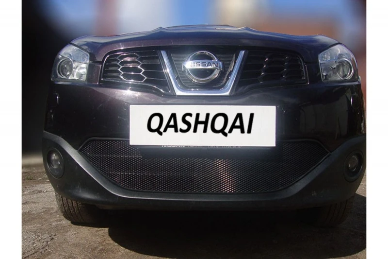Защитная сетка радиатора для Nissan Qashqai I Рестайлинг Черный Стрелка 11 NQAS.black