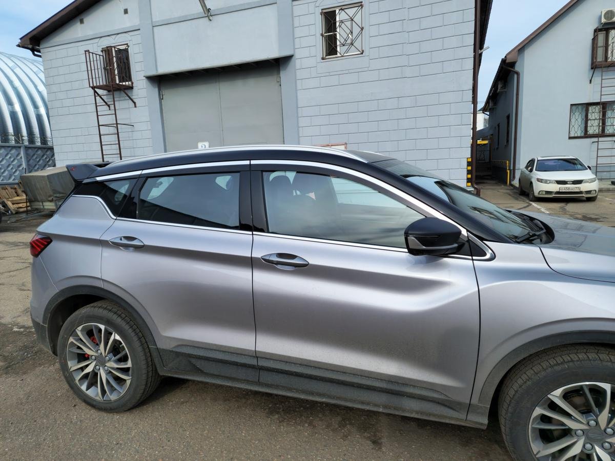 Дефлекторы окон с хром накладками 2D 6 шт для Geely Coolray I