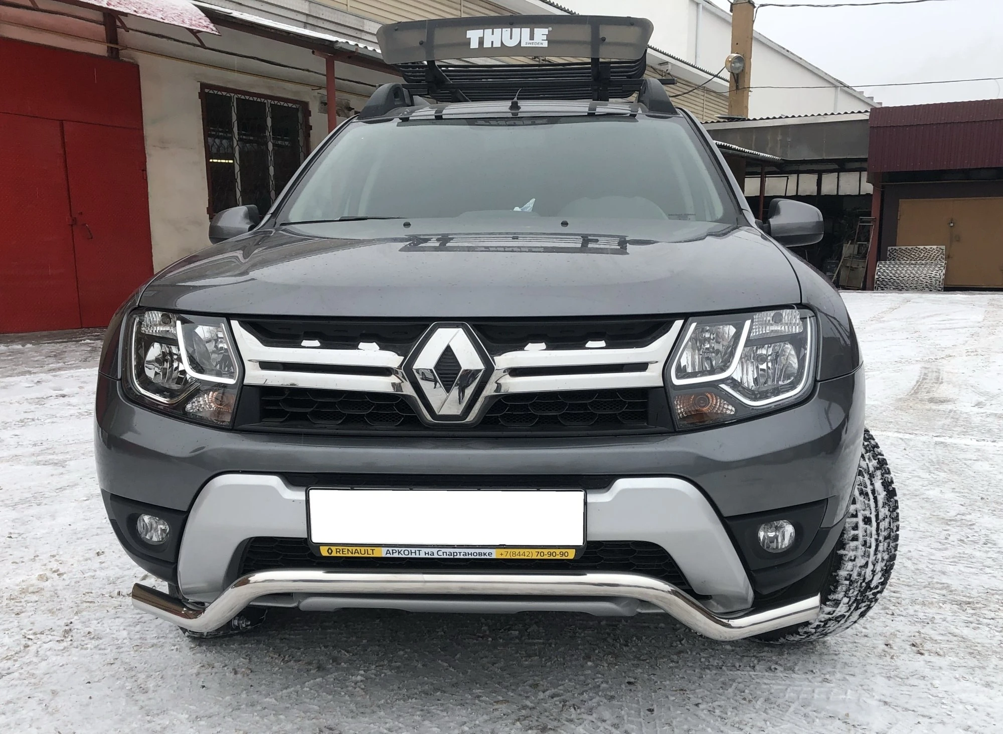 Защита переднего бампера скоба d53 мм для Renault Duster I Рестайлинг  Юко RD.17.07