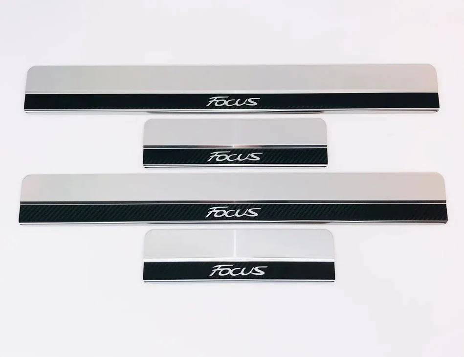 Накладки на пороги нержавеющая сталь под карбон 4шт. для Ford Focus III Рестайлинг