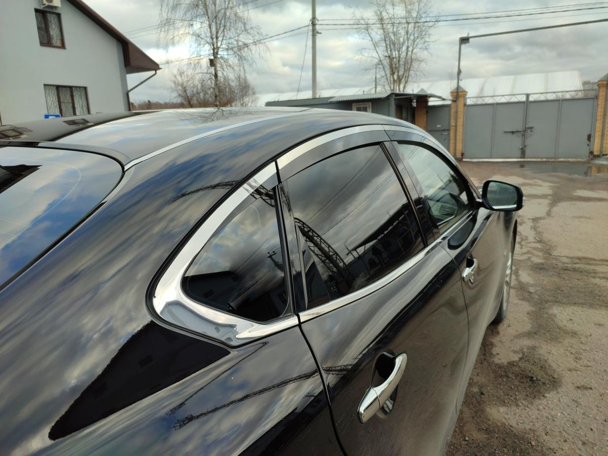 Дефлекторы окон с хром накладками 2D 6 шт для Infiniti Q70 I Рестайлинг