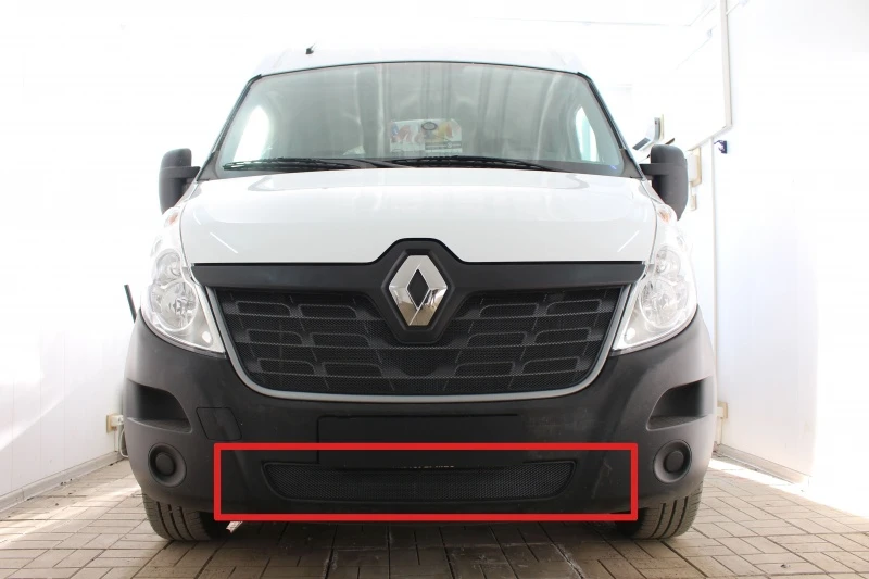 Защитная сетка радиатора низ для Renault Master III Рестайлинг Черный Стрелка 11 RMAS14.bot.black