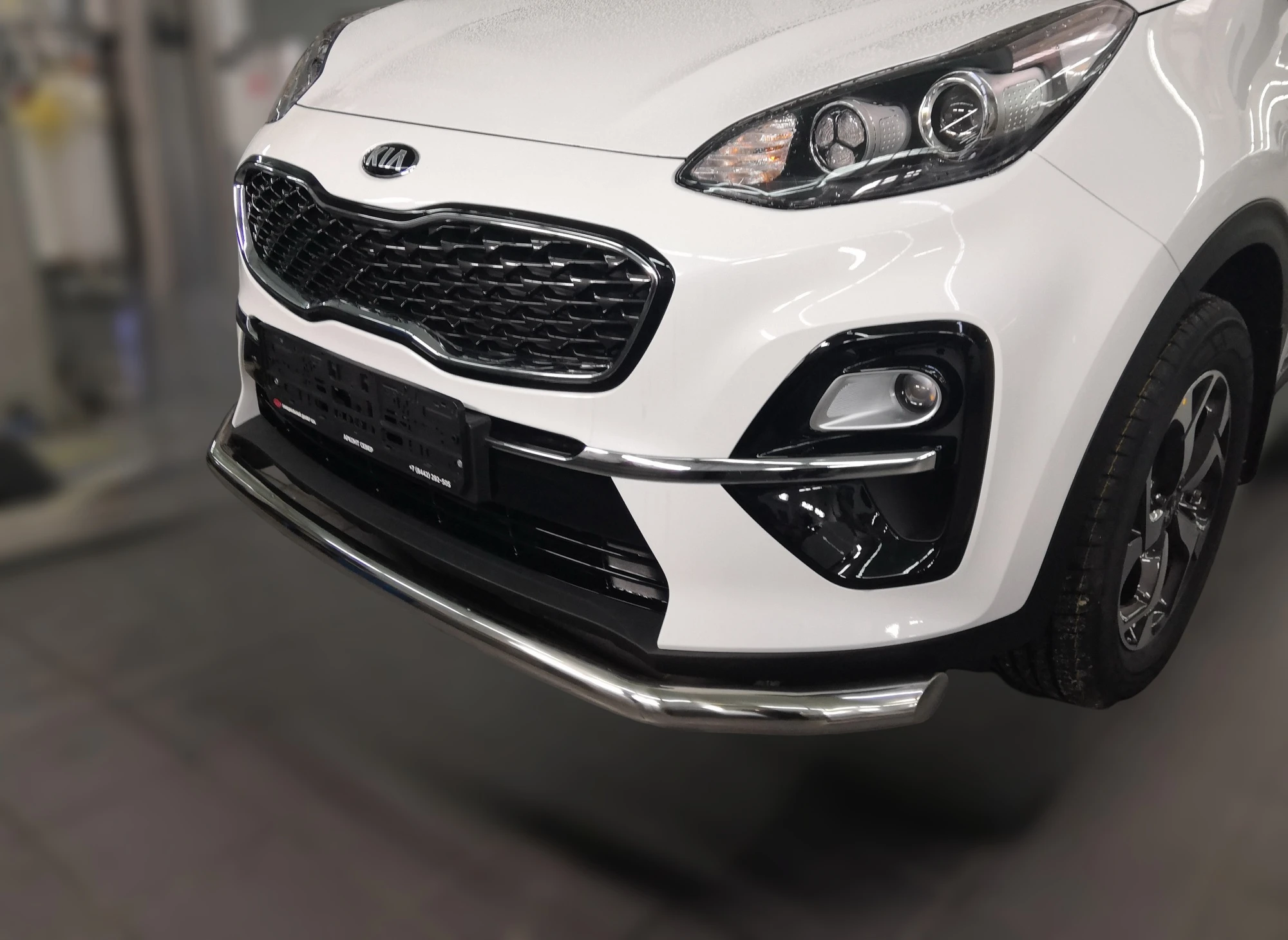 Защита переднего бампера d60 мм для Kia Sportage IV Рестайлинг  Юко KSP.18.02