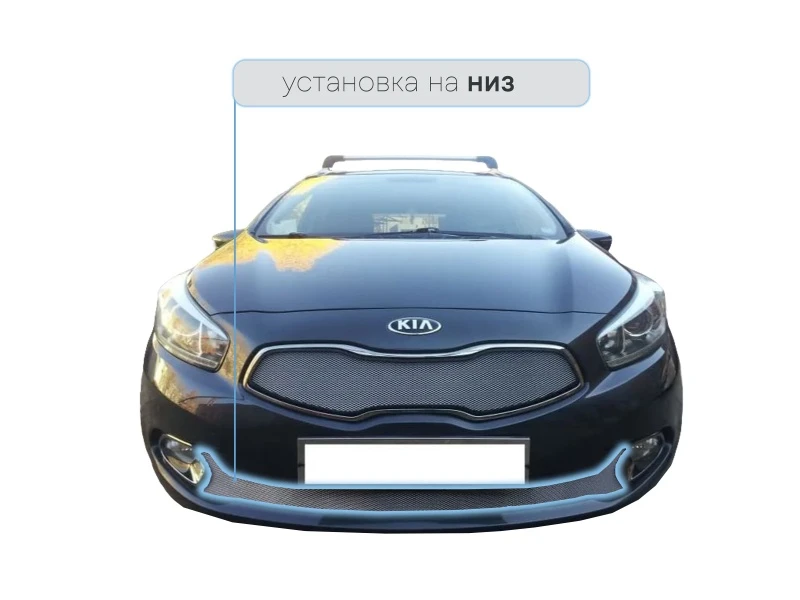 Защитная сетка радиатора низ для Kia Ceed II Хром Стрелка 11 KCIII.bot.chrome