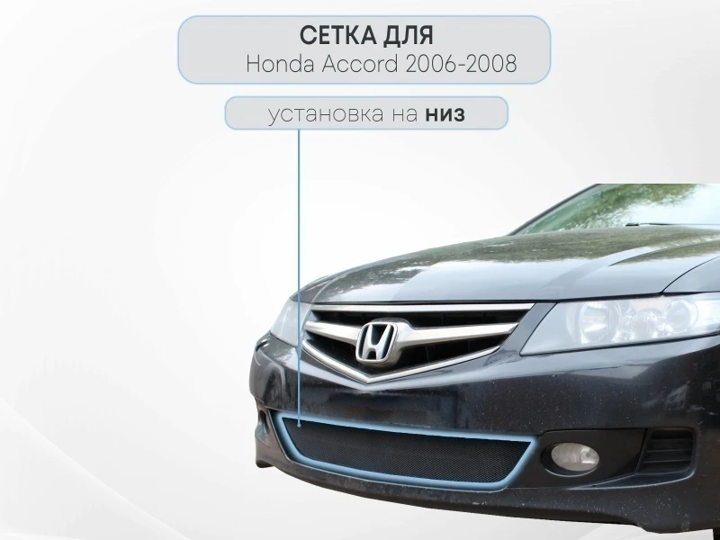 Защитная сетка радиатора для Honda Accord VII Рестайлинг Черный Стрелка 11 HONAC06.black