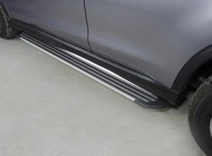 Пороги алюминиевые "Slim Line Silver" 1720 мм для Mitsubishi ASX I Рестайлинг 2 Серебрянный ТСС MITSASX17-12S